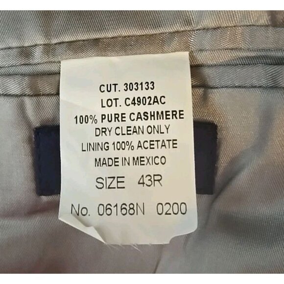 Andrew Fezza Men's 100% Cashmere Sport Jacket Coat Blazer Flannel Soft Size 43R - Picture 7 of 9